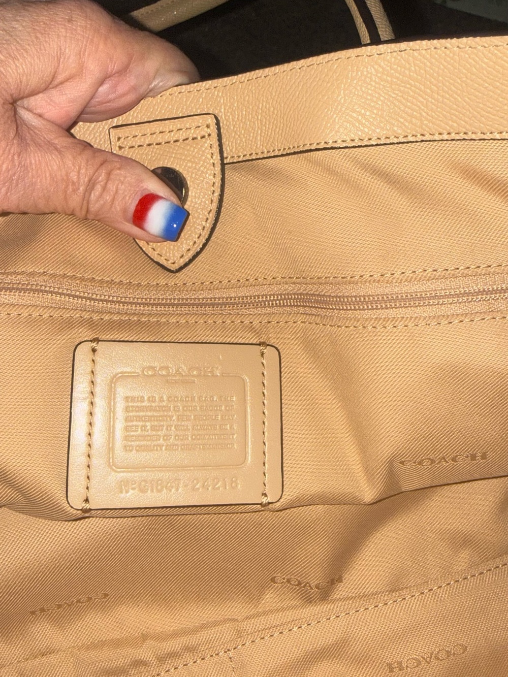 Coach Pebbled Leather Tote in Beige with Pink Scarf Accent and Dog Charm 2018 - Picture 5 of 9